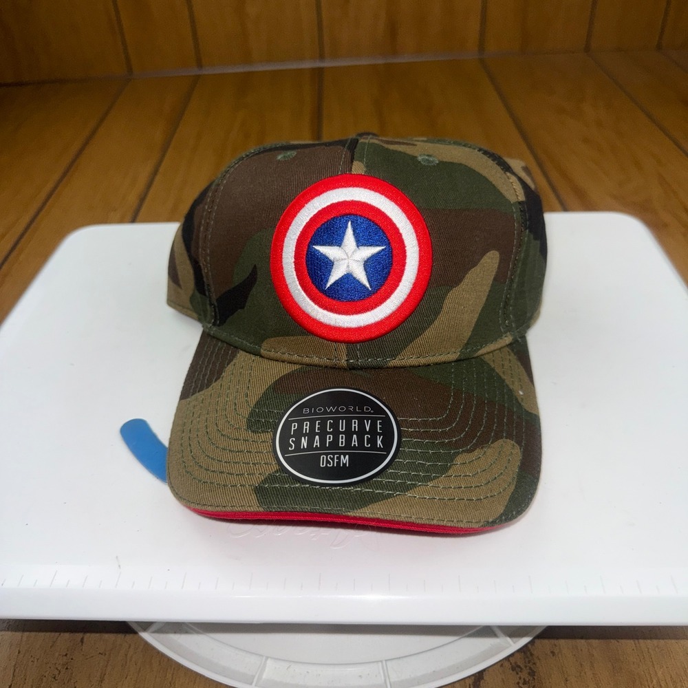 Marvel Captain America Camo Snapback Hat Bioworld Shield‎ Logo OSFM New